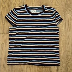 Madewell Striped Short Sleeve Tee - Black, White, Blue, Brown